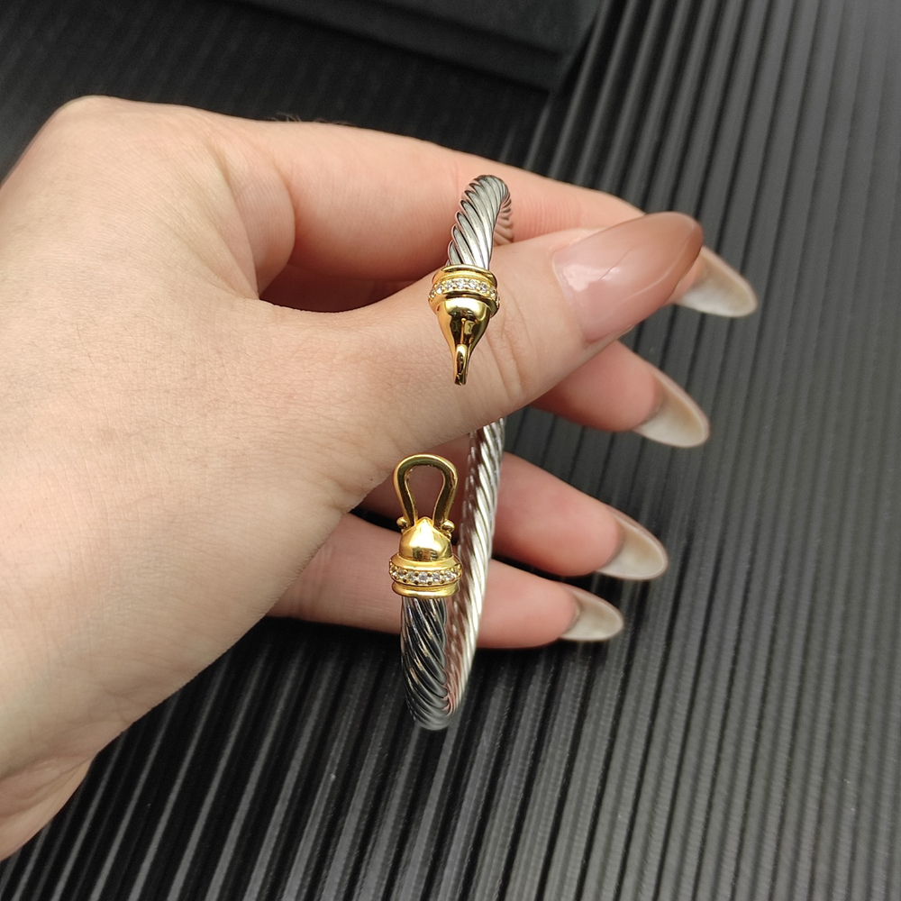 David Yurman 5mm Gold Rhinestone Hook Bracelet - Picture 7 of 7